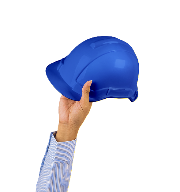 Hand holding safety helmet