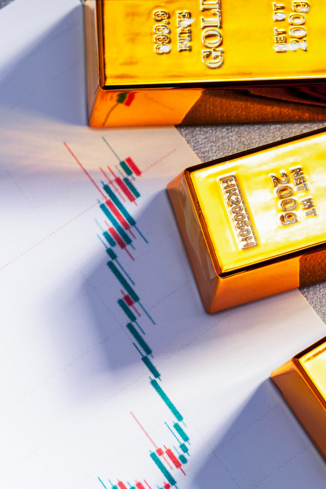 Rising price of gold bars Chart of increased gold price and gold bars
