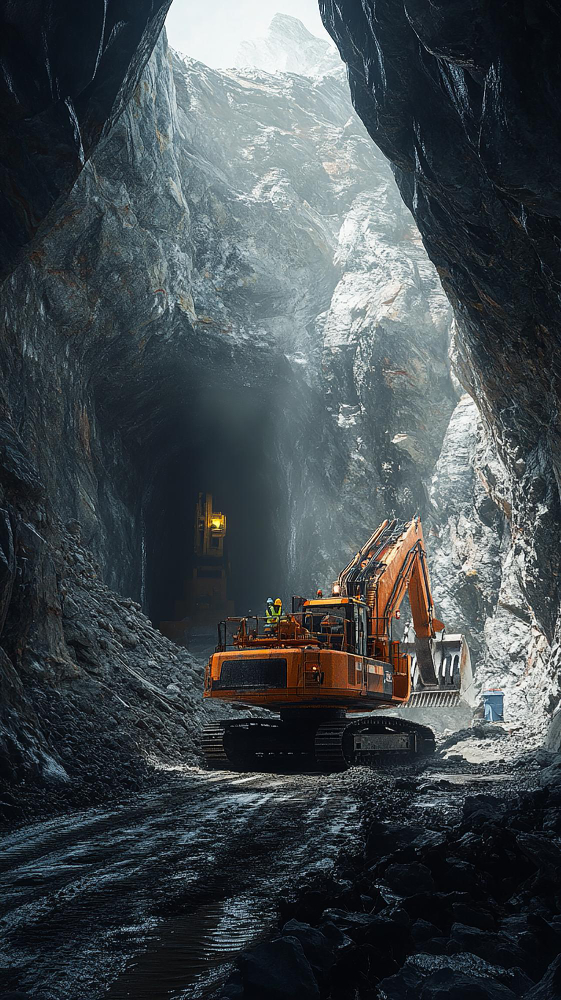 Road Header Operating in Narrow Tunnel